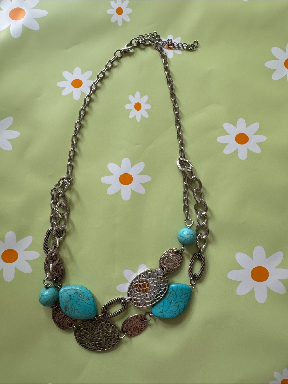 Turquoise Color Stone Statement Necklace - Women Jewelry